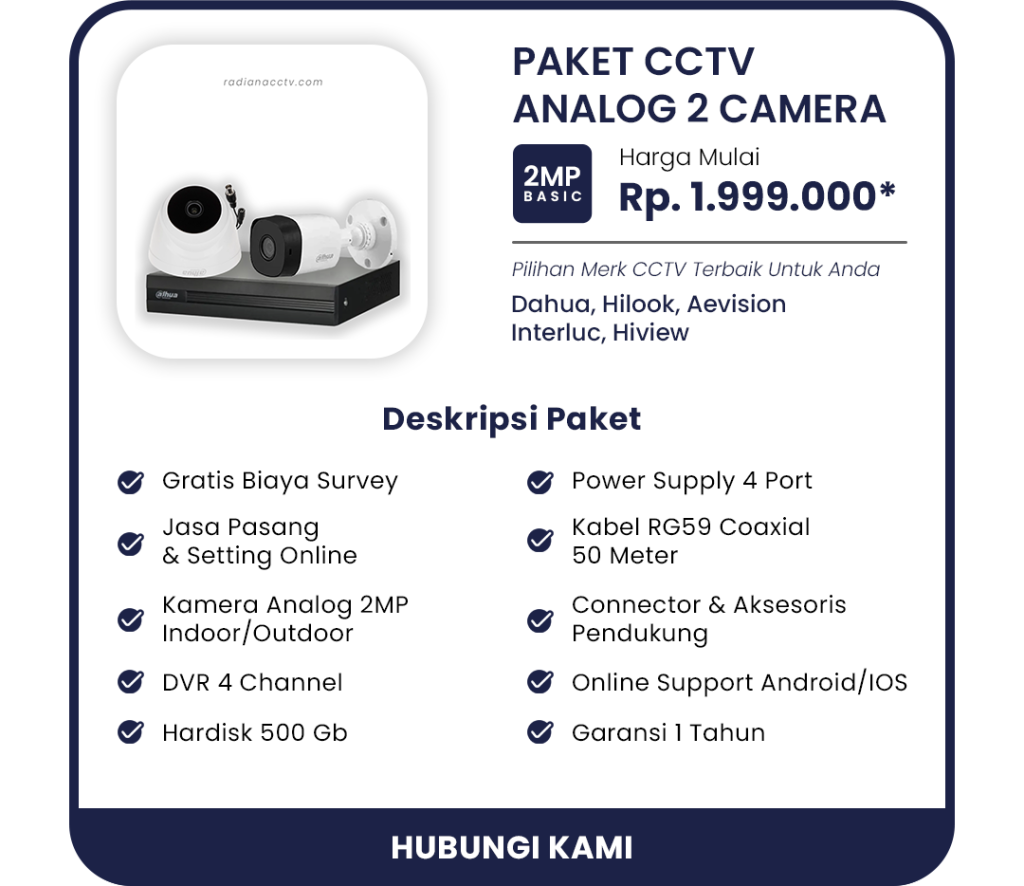 daftar harga paket cctv analog 2 camera di radiana cctv bandung